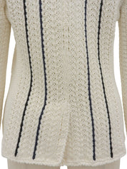 2006 Stripe Pattern Logo Plate Cardigan in White/Navy