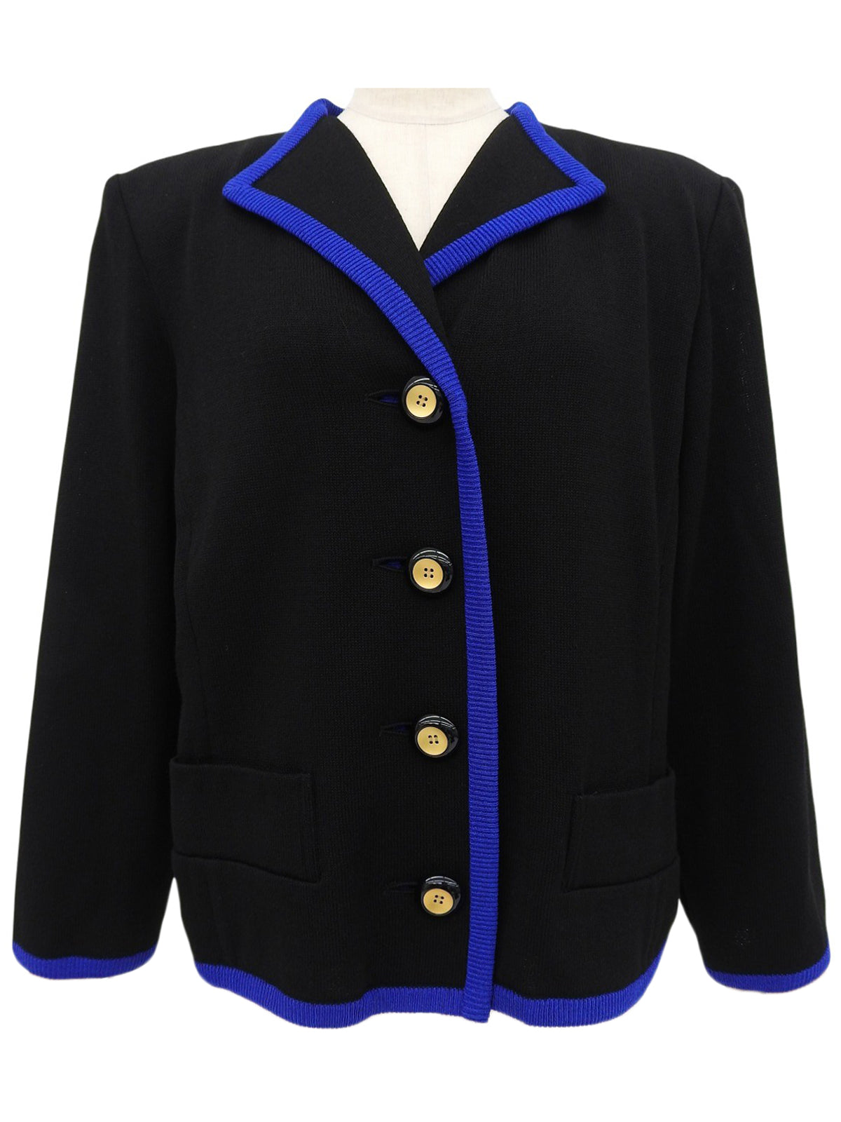 ウールニットジャケット ブラック/ブルー