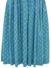 デザインパターンギャザー半袖ワンピース ライトブルー