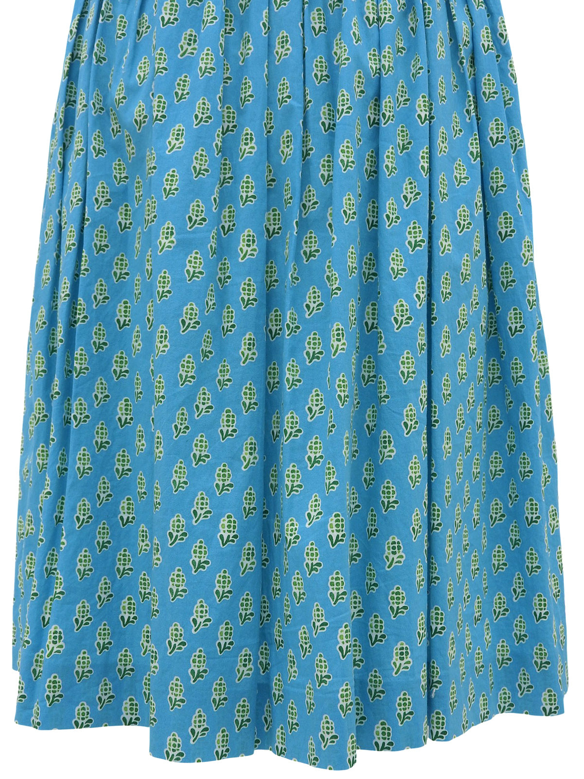 デザインパターンギャザー半袖ワンピース ライトブルー