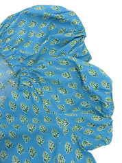 デザインパターンギャザー半袖ワンピース ライトブルー