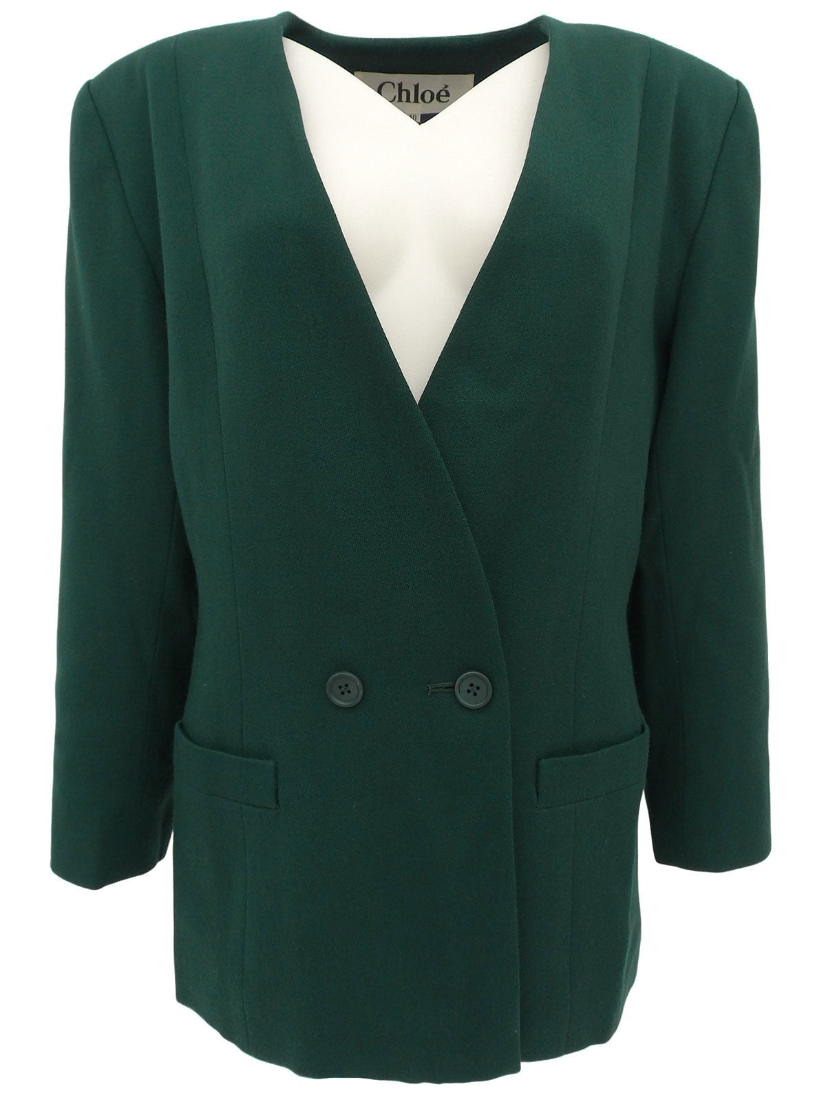 ウールノーカラージャケット グリーン