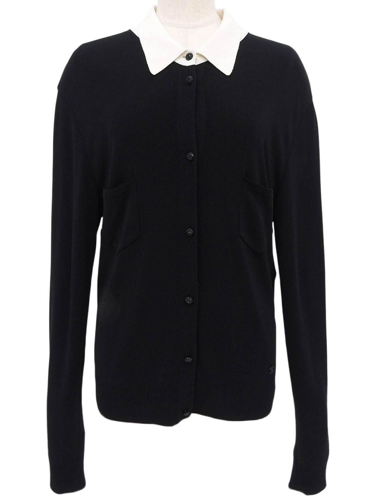 2002 Bicolor CC Mark Plate Cardigan Black/White