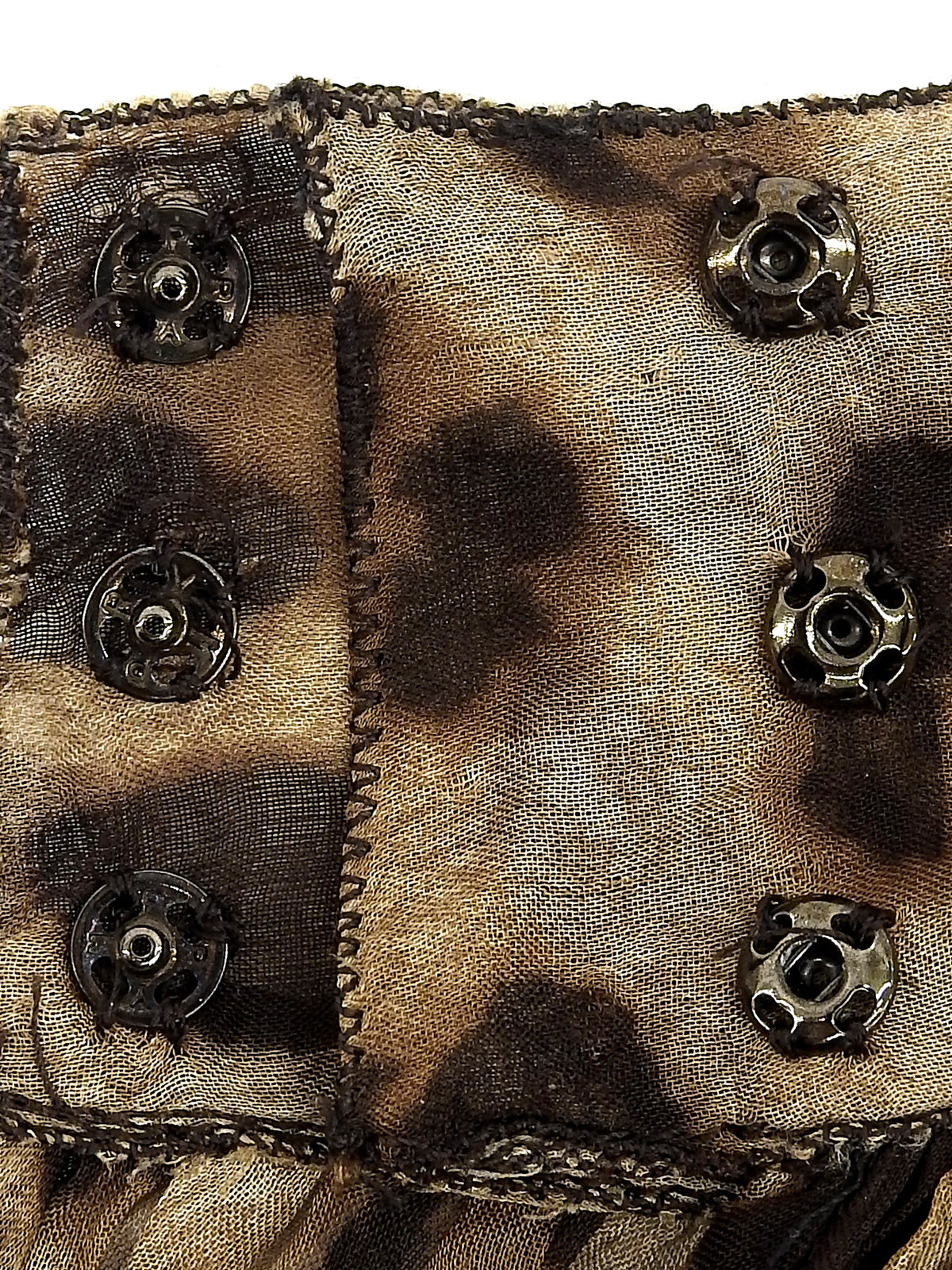 シルクレオパードパターンリボンタイブラウス ブラウン