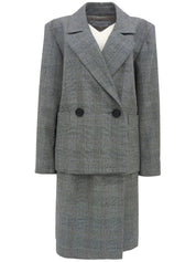 Houndstooth Pattern Double-Breasted Set in Gray