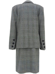 Houndstooth Pattern Double-Breasted Set in Gray