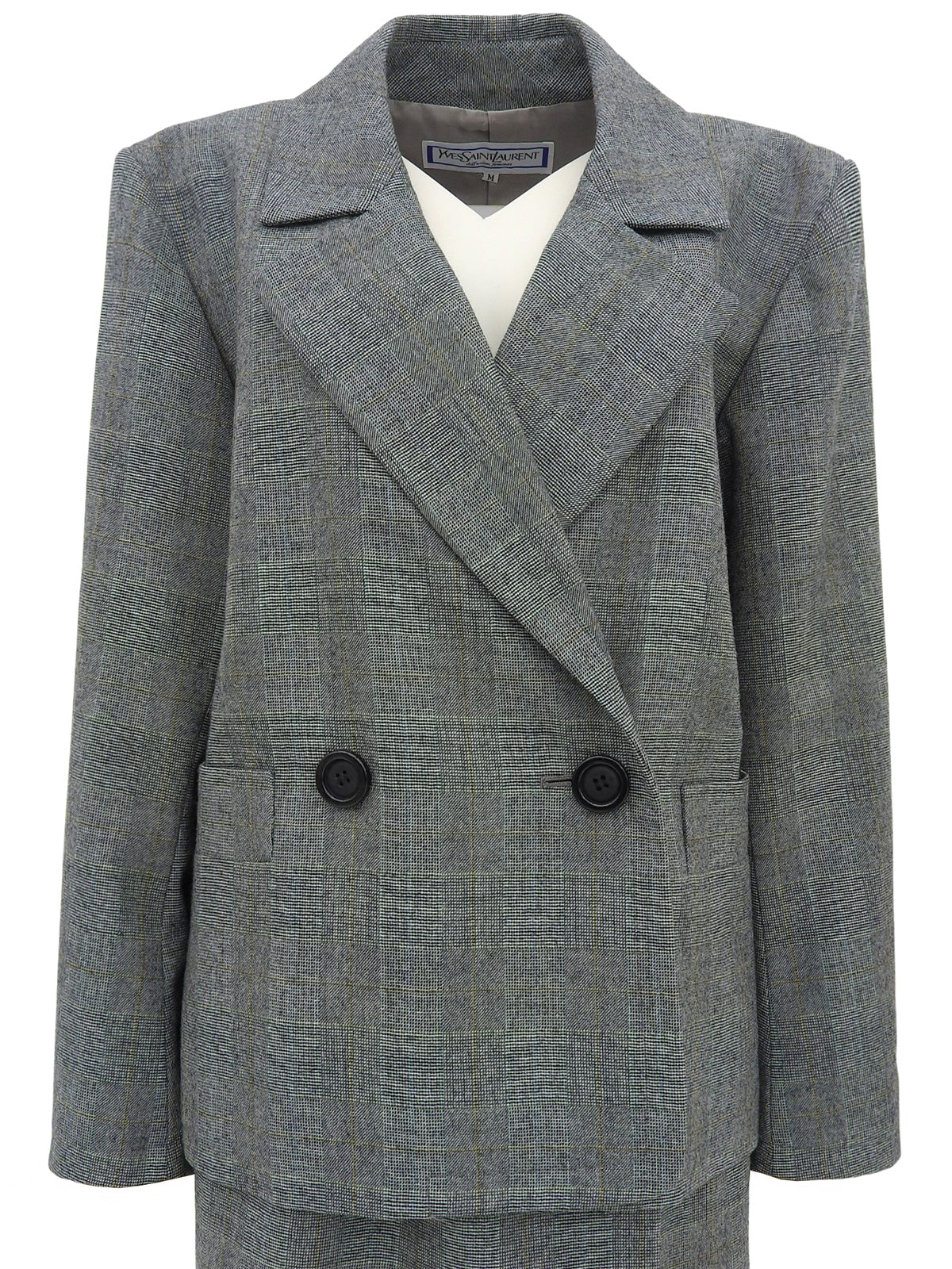 Houndstooth Pattern Double-Breasted Set in Gray