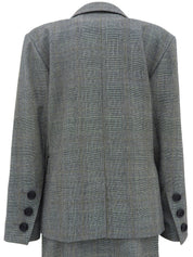 Houndstooth Pattern Double-Breasted Set in Gray