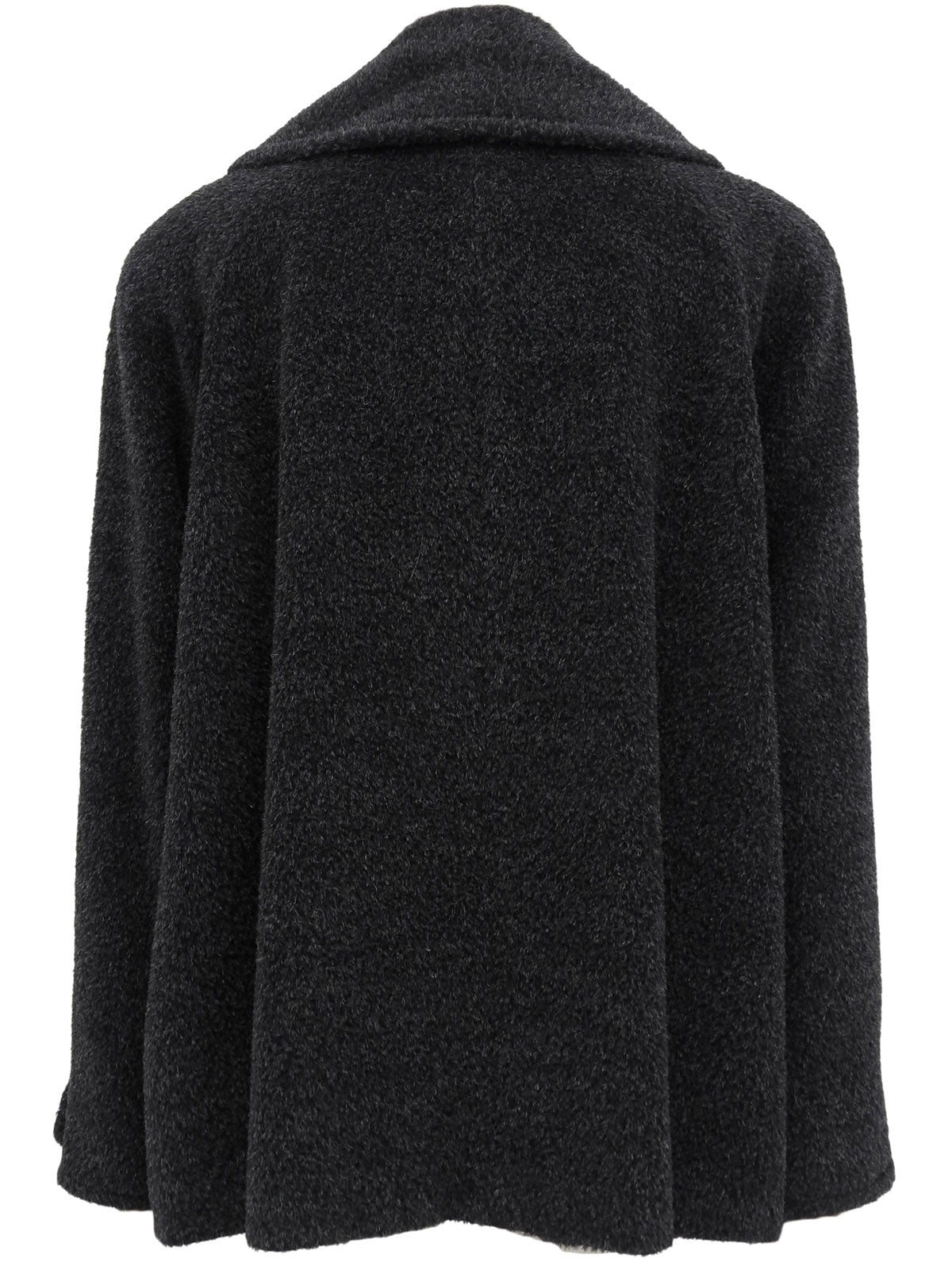 Wool big collar double-breasted coat in black