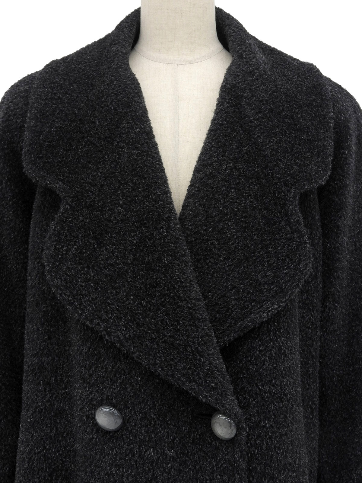 ウールビッグカラーダブルブレストコート ブラック