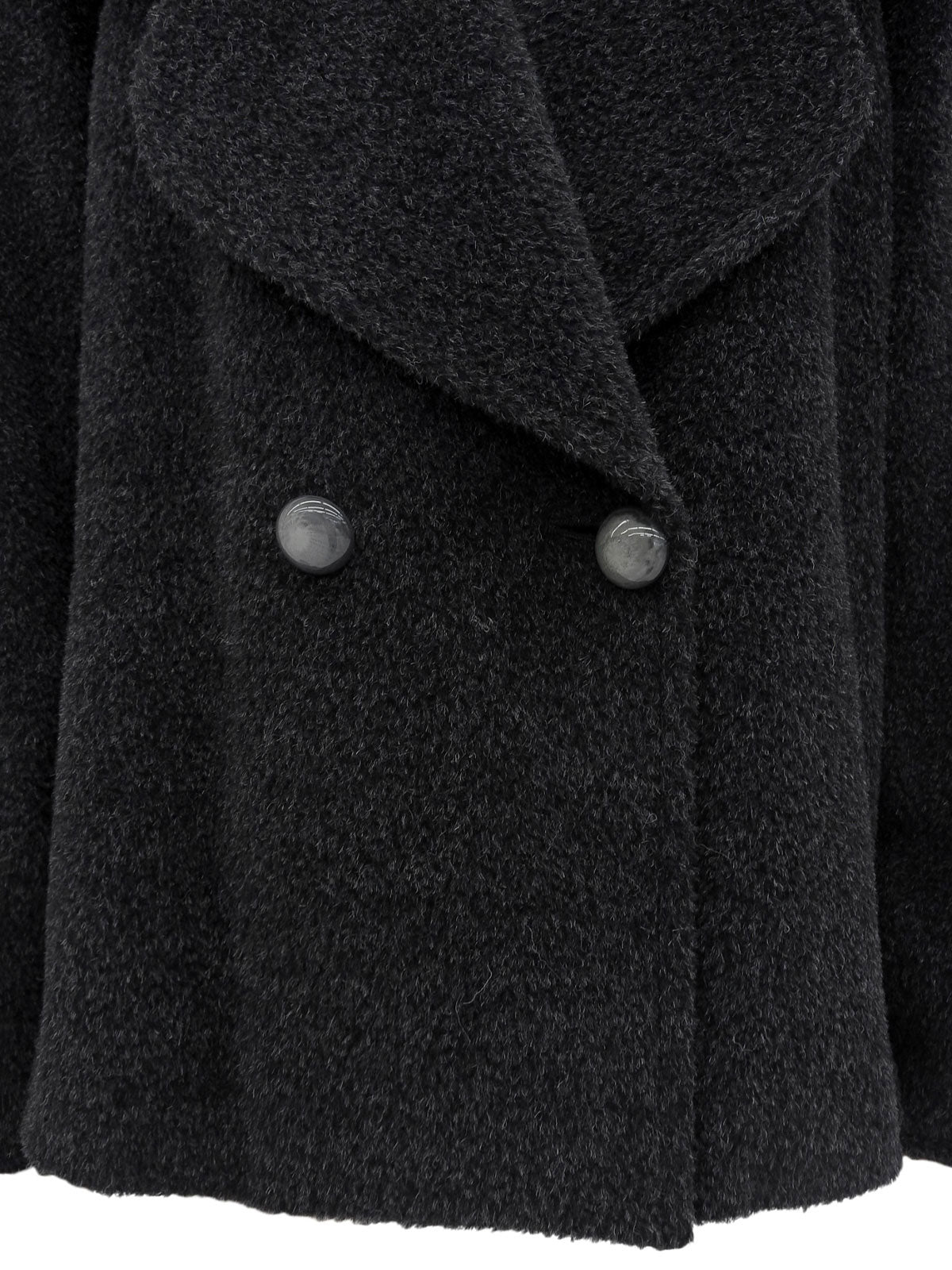 Wool big collar double-breasted coat in black