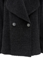 Wool big collar double-breasted coat in black