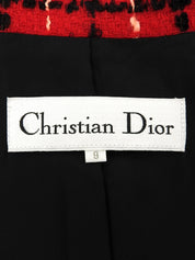 Tweed check pattern double-breasted jacket in red/black/salmon pink