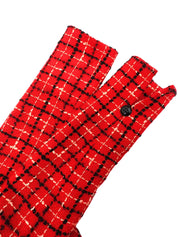 Tweed check pattern double-breasted jacket in red/black/salmon pink