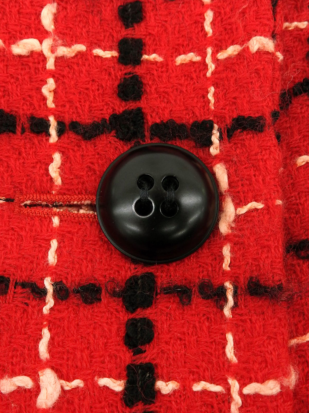 Tweed check pattern double-breasted jacket in red/black/salmon pink