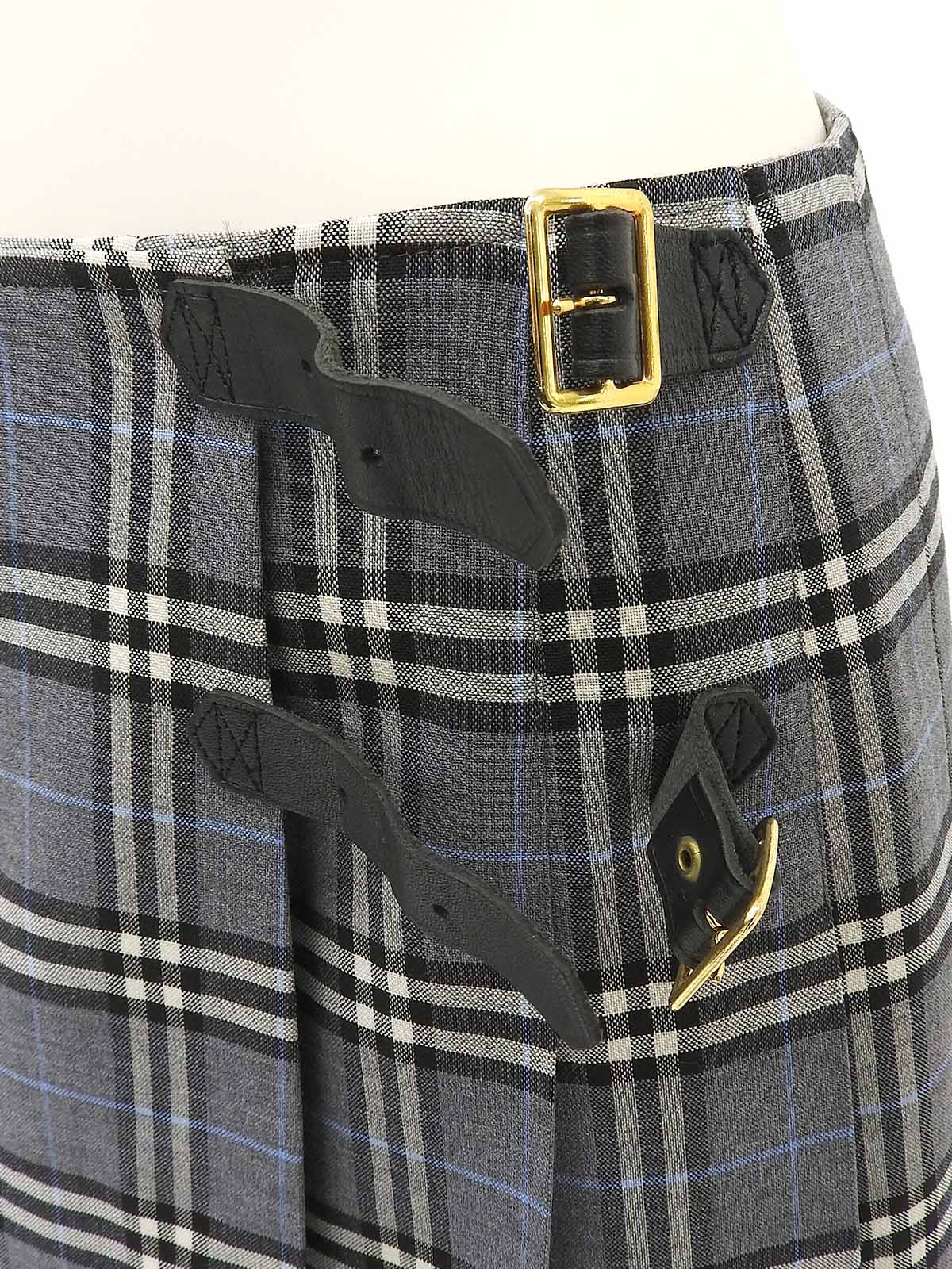 Check Pattern Pleated Mini Skirt in Gray