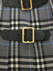 Check Pattern Pleated Mini Skirt in Gray