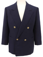ロゴボタンダブルブレストブレザー ネイビー