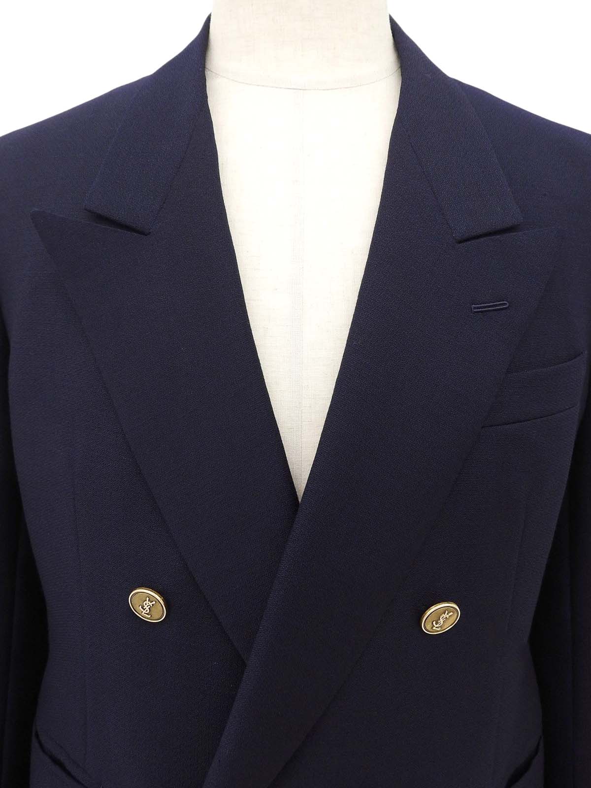 ロゴボタンダブルブレストブレザー ネイビー
