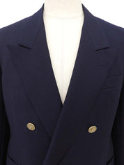 ロゴボタンダブルブレストブレザー ネイビー