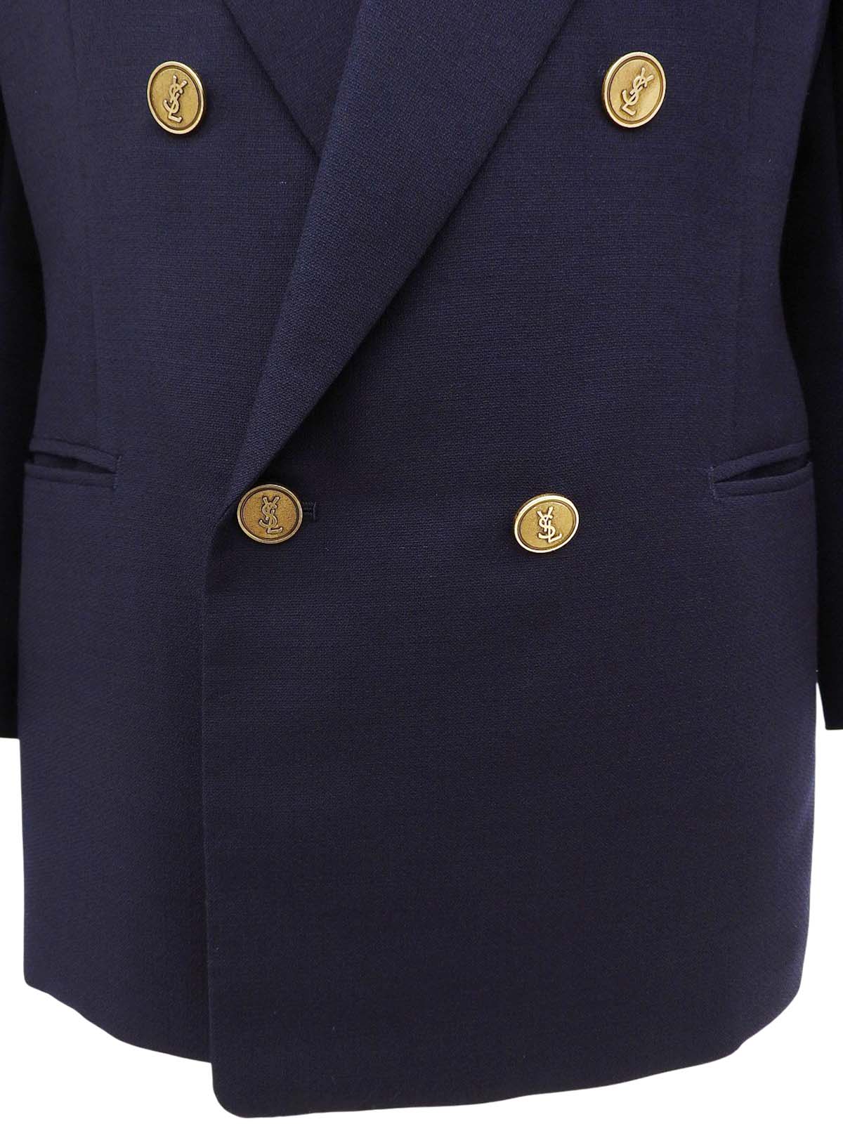 ロゴボタンダブルブレストブレザー ネイビー