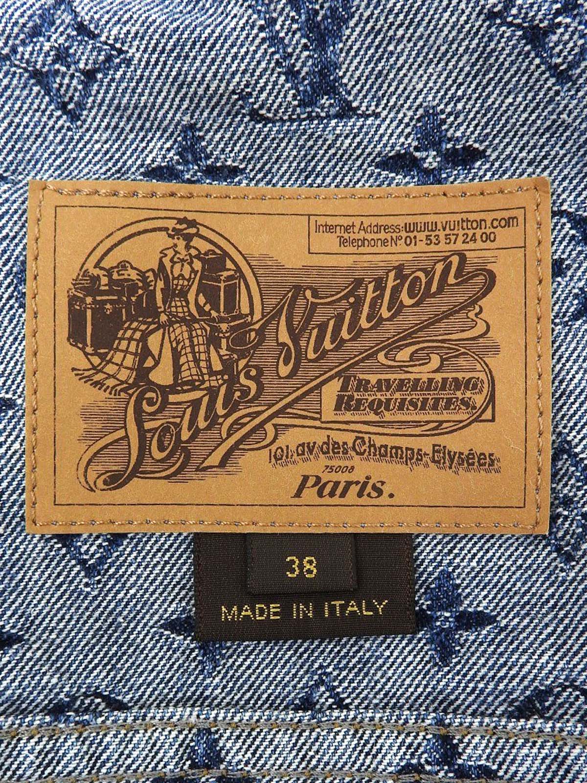 Denim Monogram Pattern Double-Breasted Jacket Blue/Black