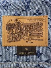 Denim Monogram Pattern Double-Breasted Jacket Blue/Black