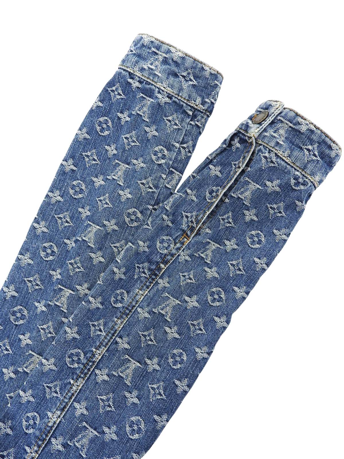 Denim Monogram Pattern Double-Breasted Jacket Blue/Black