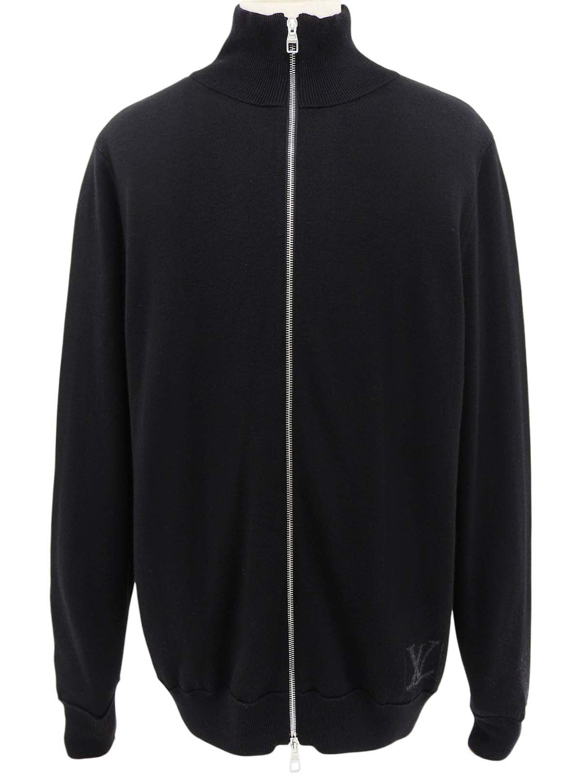 ロゴジップアップニットカーディガン ブラック