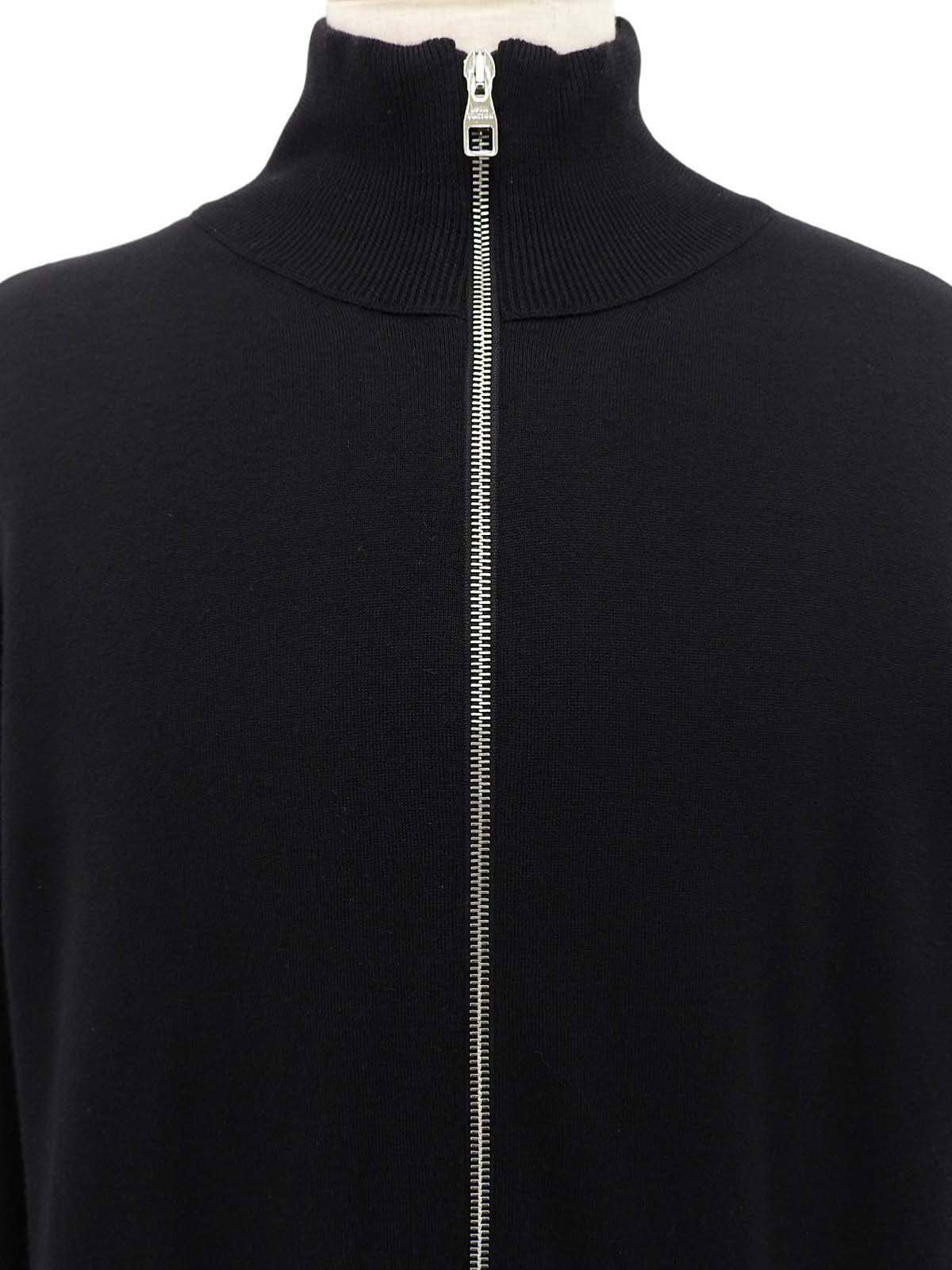 Logo Zip-Up Knit Cardigan in Black