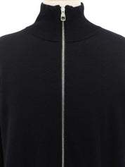 Logo Zip-Up Knit Cardigan in Black