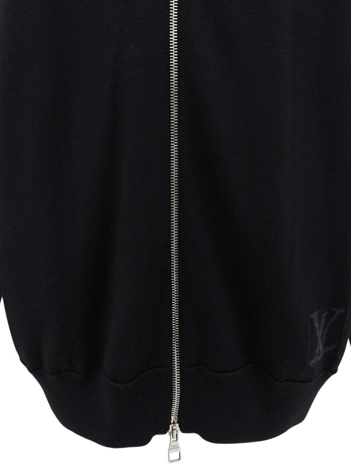 ロゴジップアップニットカーディガン ブラック