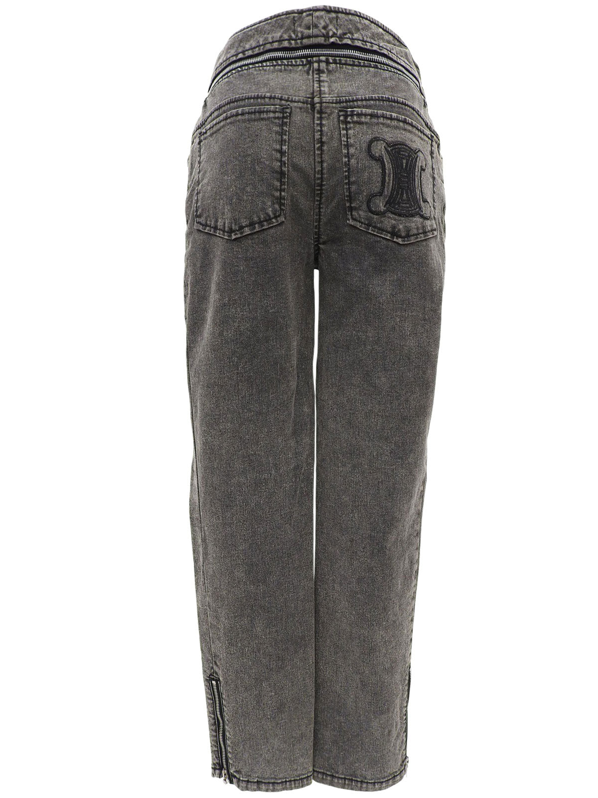 マカダム刺繍デニムパンツ グレー