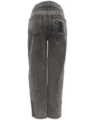 マカダム刺繍デニムパンツ グレー