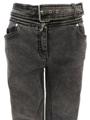 マカダム刺繍デニムパンツ グレー