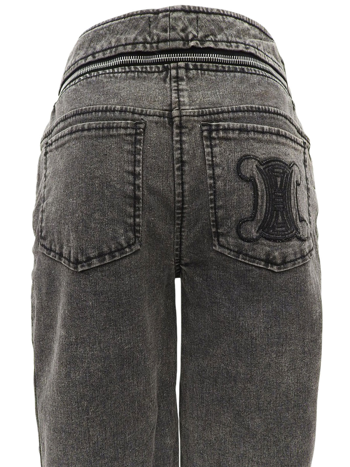 マカダム刺繍デニムパンツ グレー