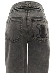 マカダム刺繍デニムパンツ グレー