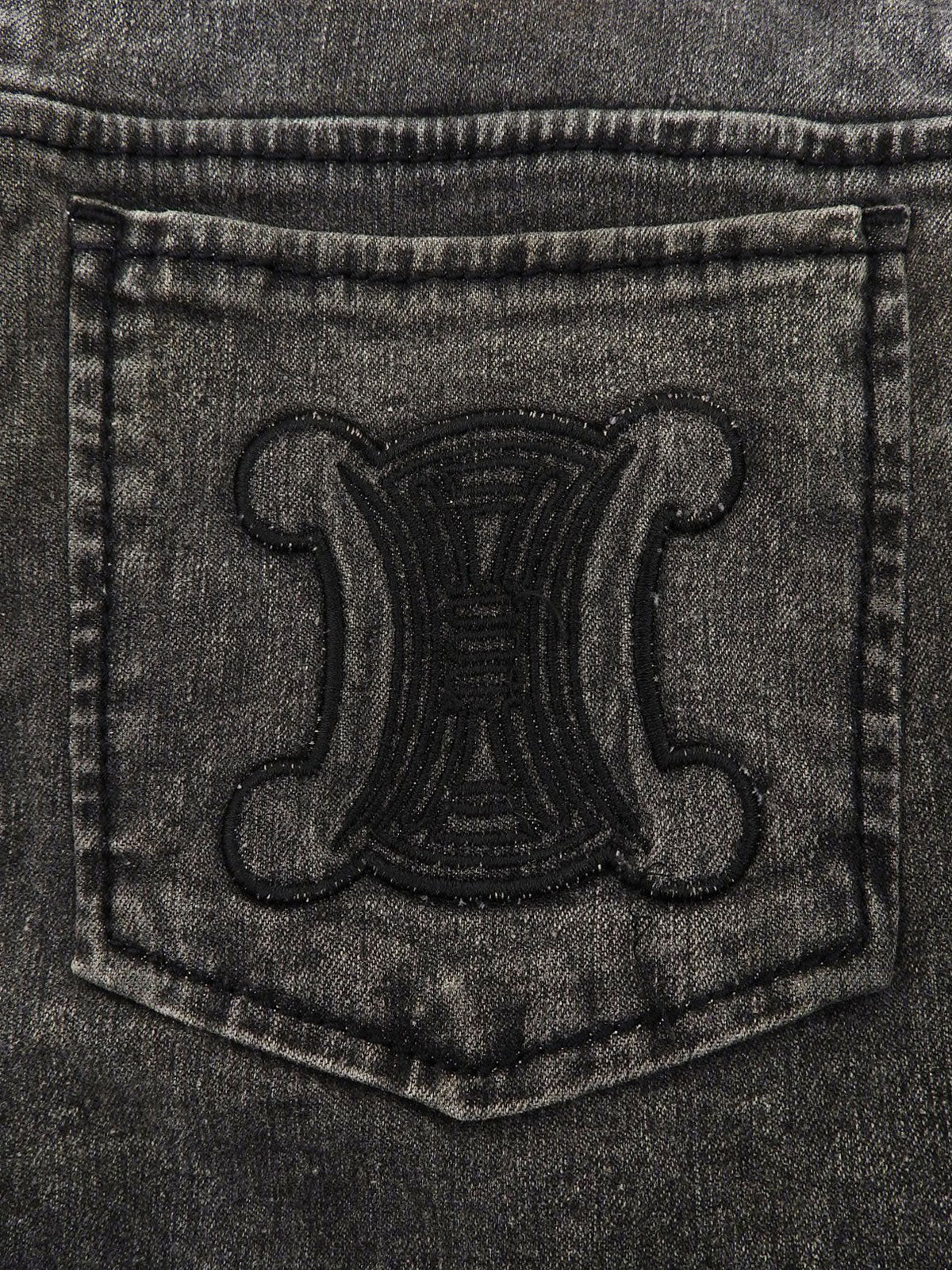 マカダム刺繍デニムパンツ グレー