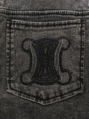 マカダム刺繍デニムパンツ グレー