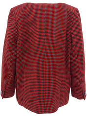 ハウンドトゥースパターンノーカラージャケット レッド/ブラック