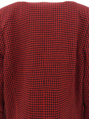 ハウンドトゥースパターンノーカラージャケット レッド/ブラック