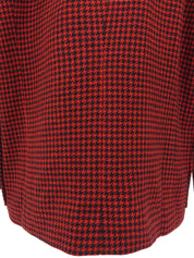 ハウンドトゥースパターンノーカラージャケット レッド/ブラック