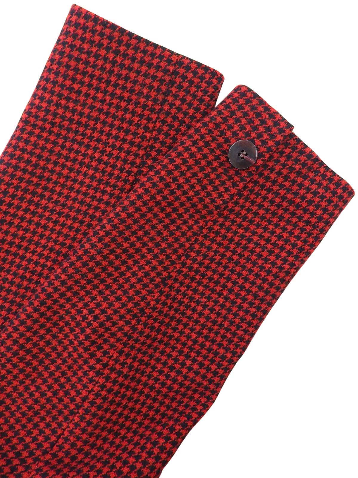 ハウンドトゥースパターンノーカラージャケット レッド/ブラック