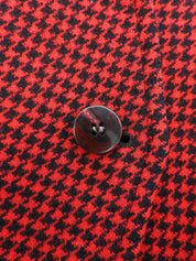 ハウンドトゥースパターンノーカラージャケット レッド/ブラック