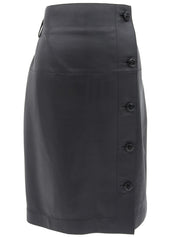 Leather Wrap Design Skirt in Black