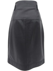 Leather Wrap Design Skirt in Black