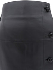 Leather Wrap Design Skirt in Black
