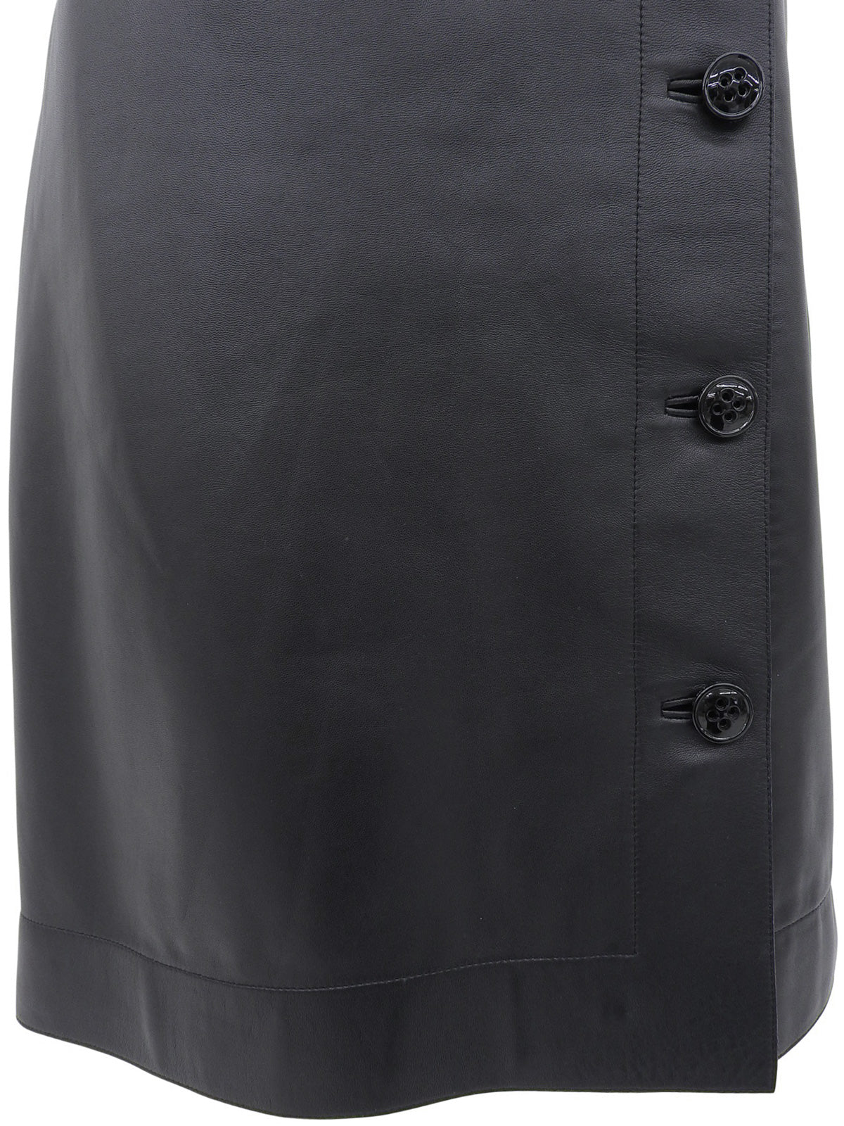 Leather Wrap Design Skirt in Black