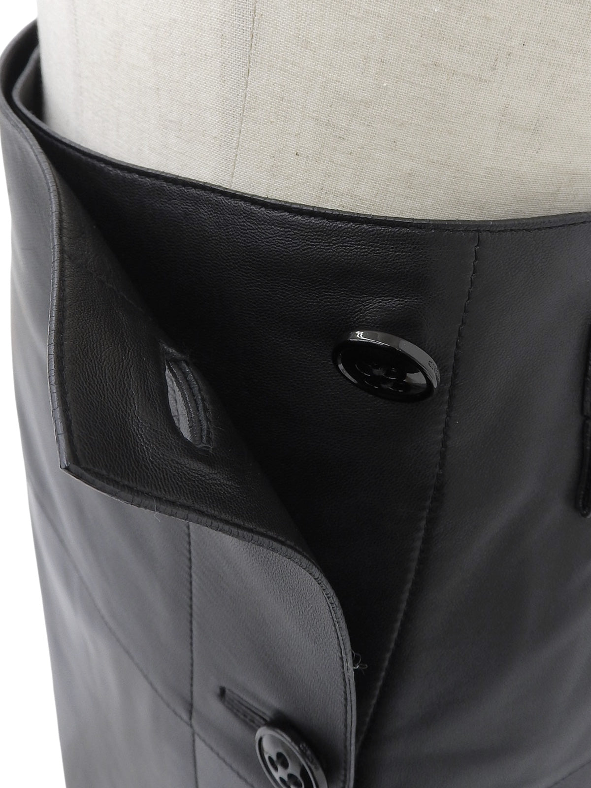 Leather Wrap Design Skirt in Black