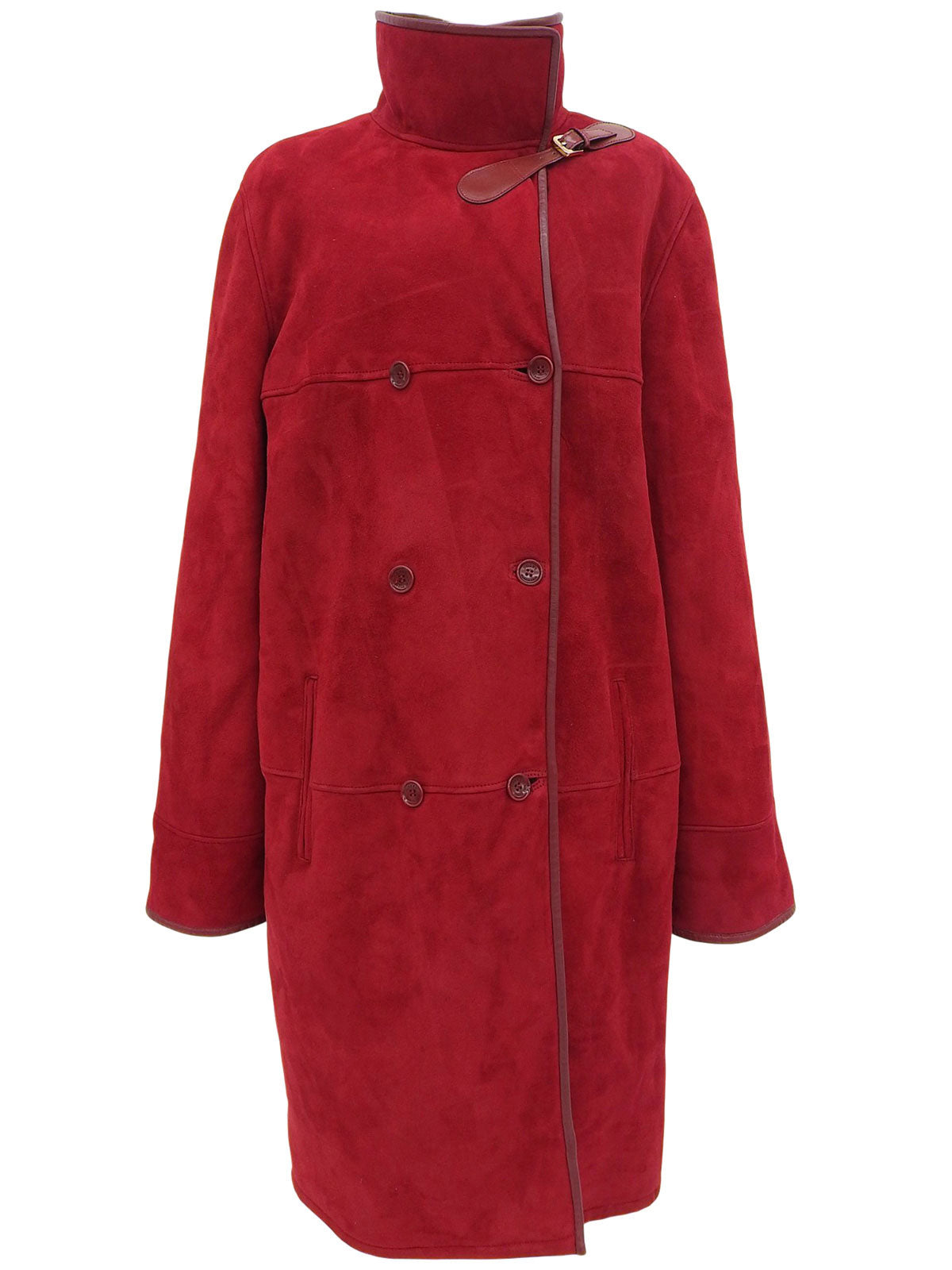 红色羊毛立领大衣